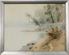 Maciej Nehring, MGŁA NAD WODĄ, akwarela, papier