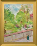 SPACER ULICĄ KRUPNICZĄ W KRAKOWIE by Wojciech Weiss, olej, tektura, sold Mar 2015
