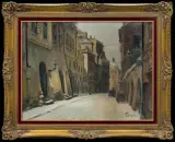 UL. BRZOZOWA NA STARYM MIEŚCIE W WARSZAWIE by Władysław Chmieliński, olej, płótno, sold Mar 2015