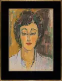 Zygmunt Landau, PORTRET KOBIECY, 10 maja 1960, pastel, tusz, papier