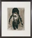 Emmanuel Mané-Katz, PORTRET MŁODEGO ŻYDA, ink, ballpen, paper