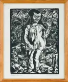 Józuś Brzana, ryc. 2 w tece Szlembark by Tadeusz Kulisiewicz, 1931, drzeworyt, papier, sold Mar 2015