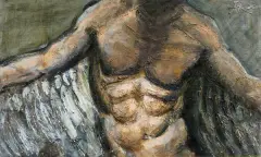 Aleksander Roszkowski, Postać ze skrzydłami, 1998, olej, płótno