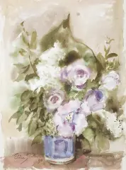 Eliza Stokowska, Kwiaty, 1990, akwarela, papier