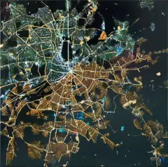Agata Trafalska, Berlin - Widok z satelity, 2015, olej, akryl, płótno
