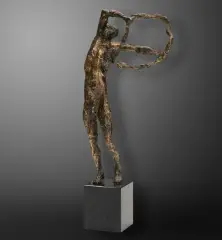 Mężczyzna z wężem by Waldemar Mazurek, brąz, kamień, sold Feb 2015