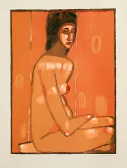 Jerzy Nowosielski, Akt siedzący, 1997, serigrafia barwna, karton