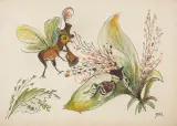 Jan Marcin Szancer, Ilustracja do bajki, tusz, pióro akwarela, papier kremowy