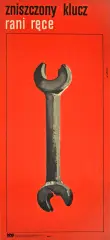 Wiktor Górka, Zniszczony klucz rani ręce, 1968, offset barwny, papier