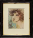 Alice Halicka, Portret rudej dziewczyny, 1962, technika własna, papier