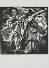 Andrzej Kurkowski, Z cyklu Don Kichot, 1987, linoryt, papier