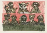 Sala rozpraw by Jan Lebensztejn, 1973, litografia barwna, papier, sold Jan 2015