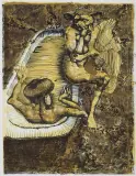 Kąpiąca się i satyr by Jan Lebensztejn, litografia barwna, papier, sold Jan 2015