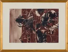 Alfred Lenica, Kompozycja w brązach, lata 60. XX w., akwarela, gwasz, papier