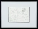 Odpoczynek rzeźbiarza by Pablo Picasso, 1933/1956, litografia, papier, sold Jan 2015