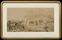 Juliusz Kossak, BIAŁONÓŻKA, przed 1873, sepia, pióro, papier