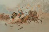 KMICIC Z OLEŃKĄ NA KULIGU by Juliusz Kossak, ok. 1885-1887, akwarela, papier, offered Dec 2014