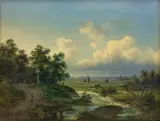 Adam Wiktor Malinowski, PEJZAŻ Z RZECZKĄ, 1864, olej, płótno