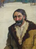 Teodor Axentowicz, HUCUŁ, olej, płótno naklejone na sklejkę