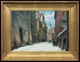 ULICA BRZOZOWA NA STARYM MIEŚCIE W WARSZAWIE by Władysław Chmieliński, olej, płótno, sold Dec 2014