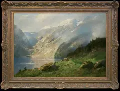 Carl Schultze, PEJZAŻ ALPEJSKI, 1897, olej, płótno