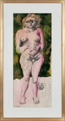 AKT by Jan Lebensztejn, akwarela, długopis, papier, offered Dec 2014