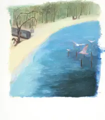 Maria Rostocka, Niedźwiedź, kot i królik, 2010, gwasz, ołówek, karton