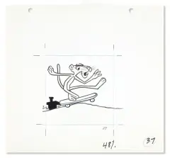 The Pink Panther by Autor nierozpoznany, tusz, kredka, papier, offered Dec 2014