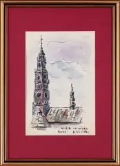 Jerzy Duda-Gracz, Widok na wieżę, 1956, akwarela, papier