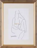 Joanna Sarapata, Akt, flamaster, gwasz złoty, papier