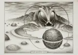 Opiekun wszystkich planet by Jacek Yerka, 2014, ołówek, papier, sold Nov 2014