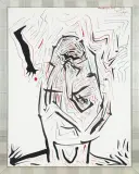 Andrzej Fogtt, Autoportret, 1986, tusze barwne, pióro pędzel, papier