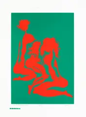 Trzy postaci by Jan Dobkowski, 2003, serigrafia barwna, papier, sold Oct 2014