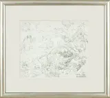 Krościenko by Hanna Rudzka-Cybisowa, 1957, atrament, pióro, papier kremowy, sold Oct 2014