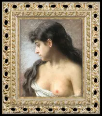 Władysław Bakałowicz, PÓŁAKT CIEMNOWŁOSEJ DZIEWCZYNY, pastel, płótno