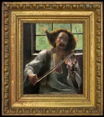 Wacław Szymanowski, SKRZYPEK HUCULSKI, 1885, olej, tektura