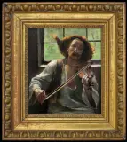 Wacław Szymanowski, SKRZYPEK HUCULSKI, 1885, olej, tektura