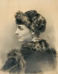 Tytus Maleszewski, PORTRET MŁODEJ KOBIETY, 1889, węgiel, pastel, karton