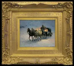 Alfred Wierusz-Kowalski, NOCNA JAZDA, lata 90. XIX w., olej, deska