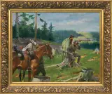 ZWIAD W GÓRACH. NA TATRZAŃSKIEJ HALI by Wojciech Kossak, 1925, olej, tektura, sold Oct 2014