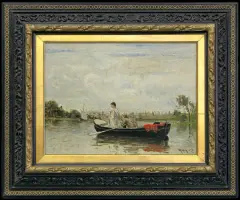 Heinrich Rasch, PARA W ŁODZI, 1879, olej, płótno