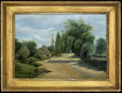 Adam Wiktor Malinowski, DROGA PRZEZ WIOSKĘ, 1852, olej, płótno naciągnięte na tekturę