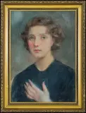 Teodor Axentowicz, RUDOWŁOSA, lata 20. XX w., pastel, kredka, akwarela, karton