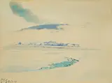 KRAJOBRAZ ZIMOWY Z BYSTREJ by Julian Fałat, 1917, akwarela, papier, sold Oct 2014