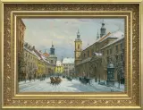 ZIMA W WARSZAWIE. ULICA DŁUGA by Władysław Chmieliński, olej, płótno, sold Oct 2014
