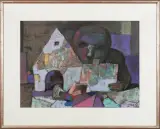Stasys Eidrigevičius, DOMKI Z KART, 1992, pastel, papier