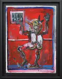 Eugeniusz Markowski, DIAVOLETTO LUBI WINO, ok. 1979, olej, płótno