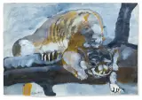 Jan Lebensztejn, Tygrys, 1966, długopis, tusz pędzel, papier