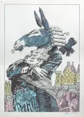 Janusz Stanny, Osioł, 1985, serigrafia kolorowana, papier