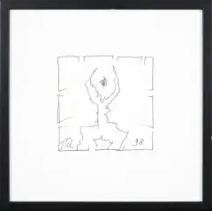 Postać w geście oranta by Jerzy Tchorzewski, 1998, flamaster, papier, sold Sep 2014